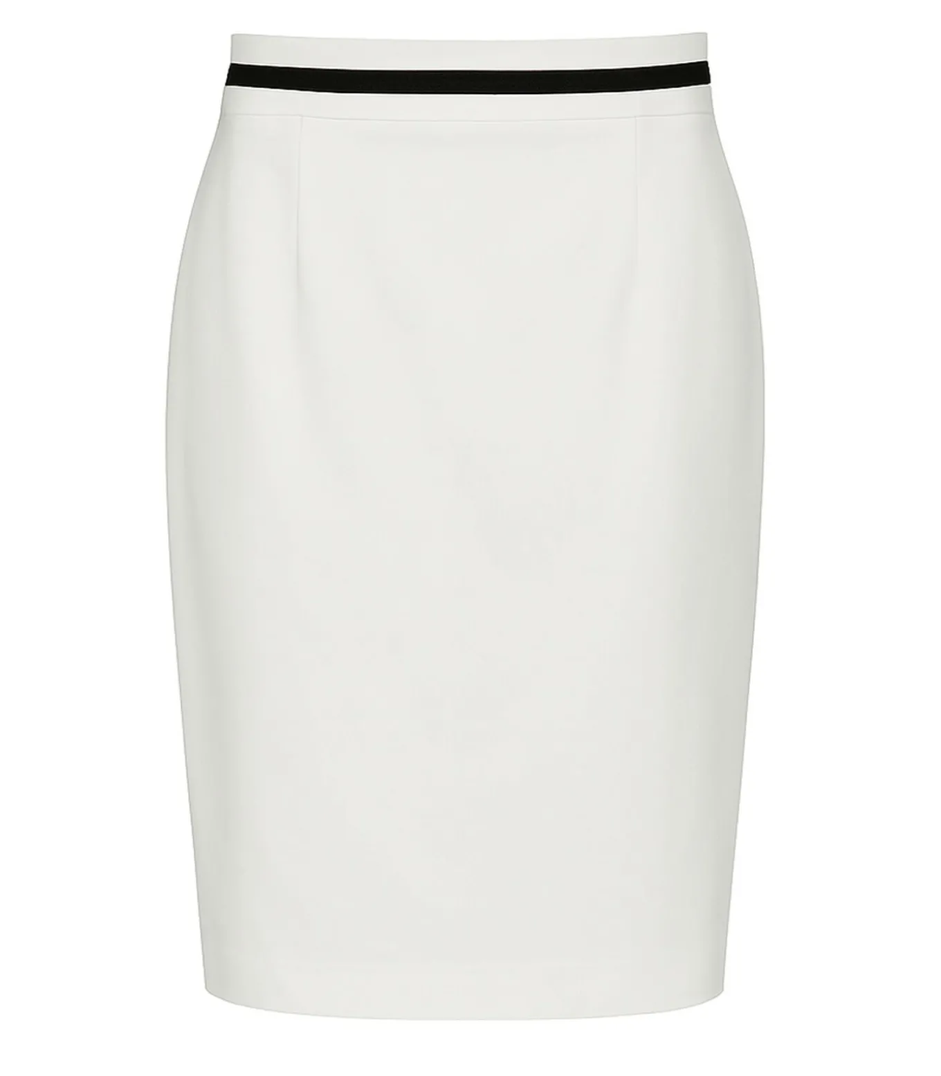 Aansluitende kokerrok met contrasterende zwarte streep