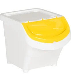 Afvalbakken met deksels stapelbaar 3 st PP 78 L wit