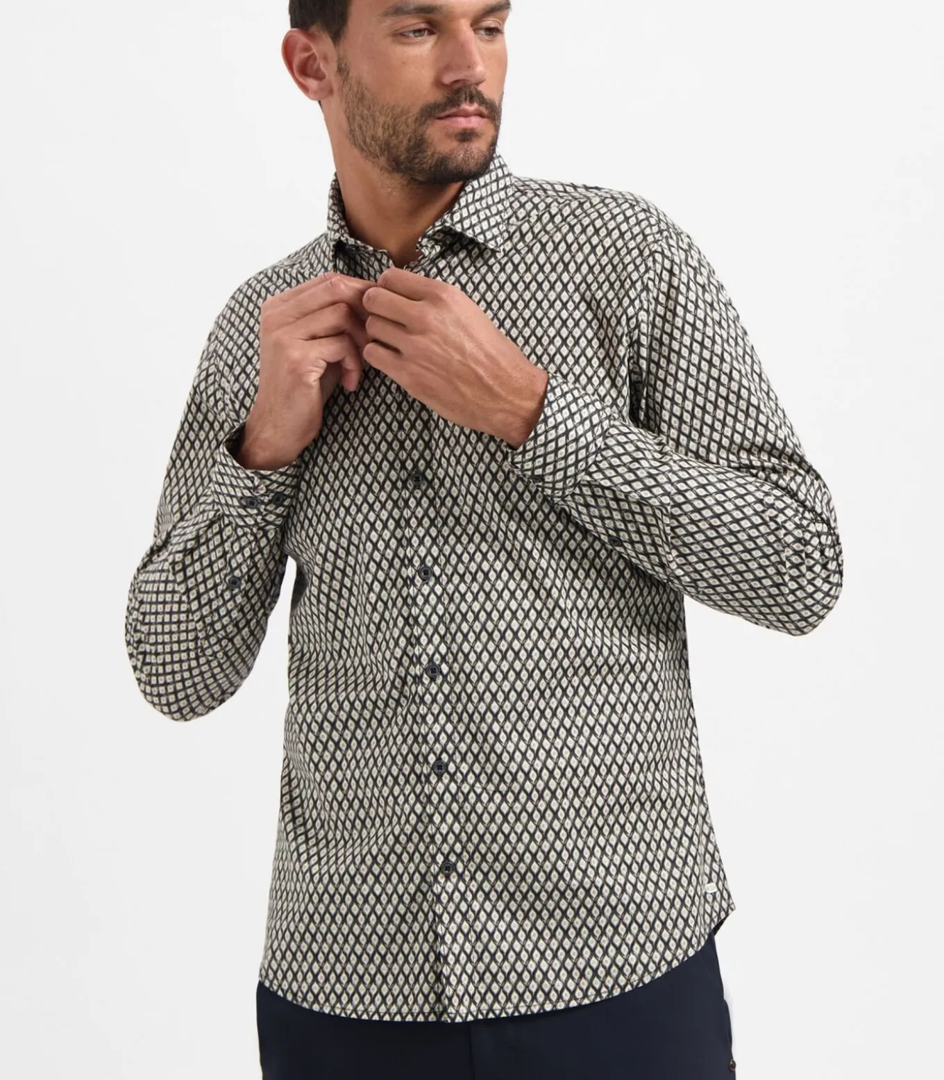 Allover geprint stretchhemd in wyberdessin