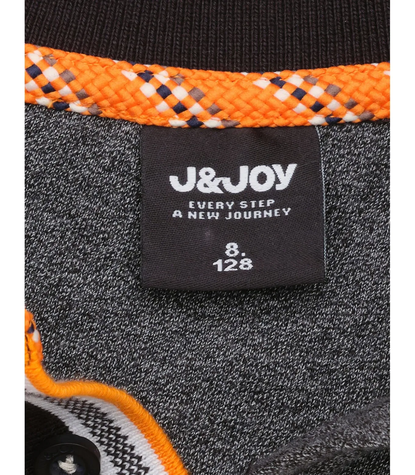 Antracietkleurige polo voor jongens met Santiago-logo op de rug