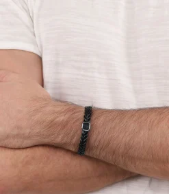 Armband voor mannen, roestvrij staal, lijnsteen