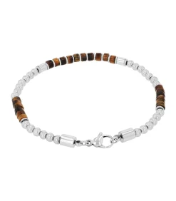 Armband voor mannen, roestvrij staal, tijgeroog