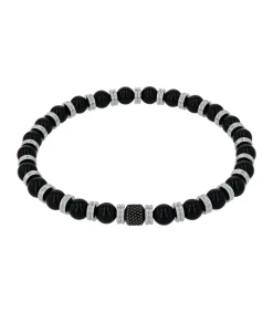 Armband voor mannen, roestvrij staal, agaat