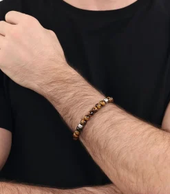 Armband voor mannen, roestvrij staal, tijgeroog