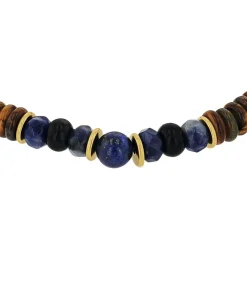 Armband voor mannen, roestvrij staal, lapis, synthetische edelsteen, agaat, tijgeroog