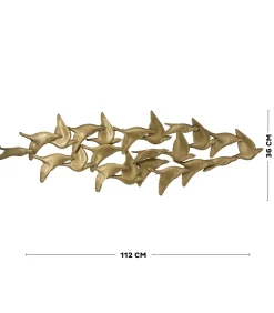 Art for the Home Metal Art - Golden birds - 36x112
