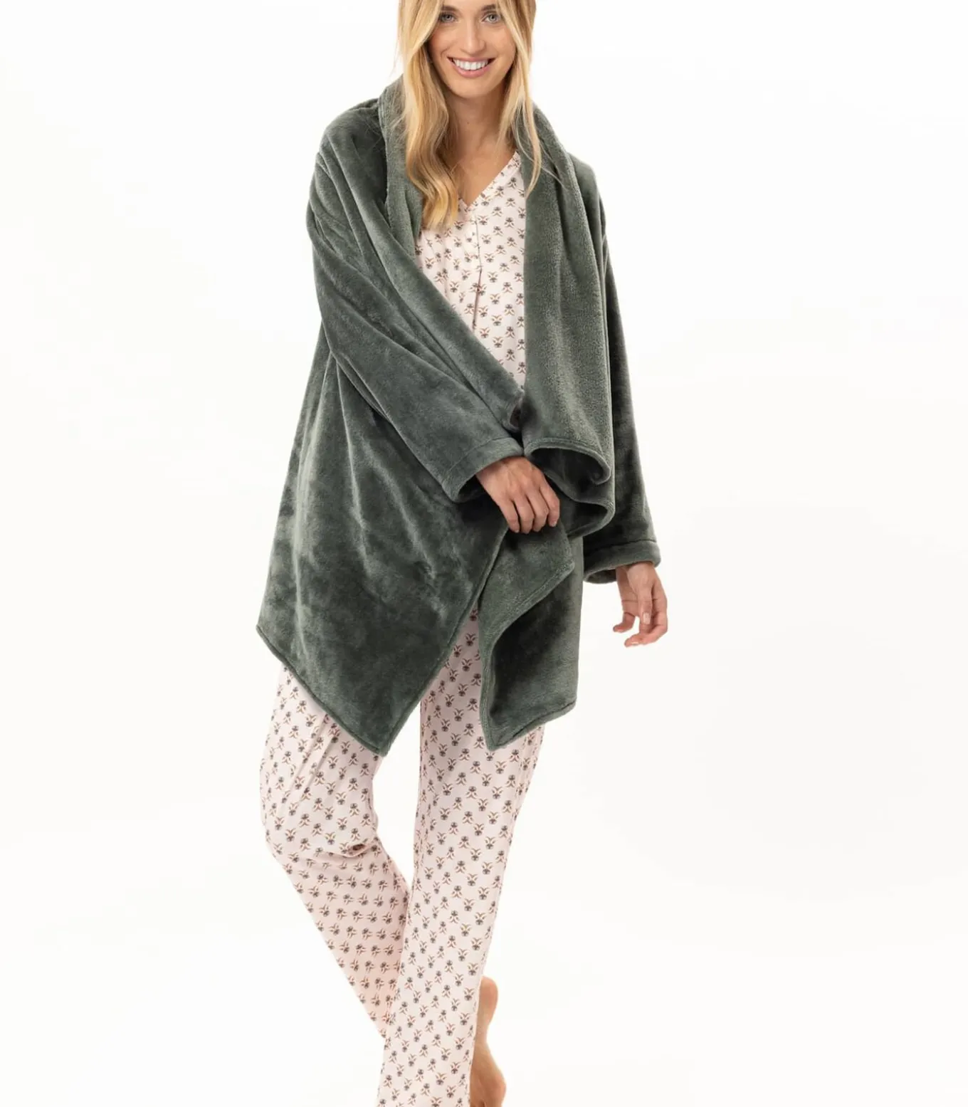 Asymmetrische jas van flanellen pluche ESSENTIEL 179