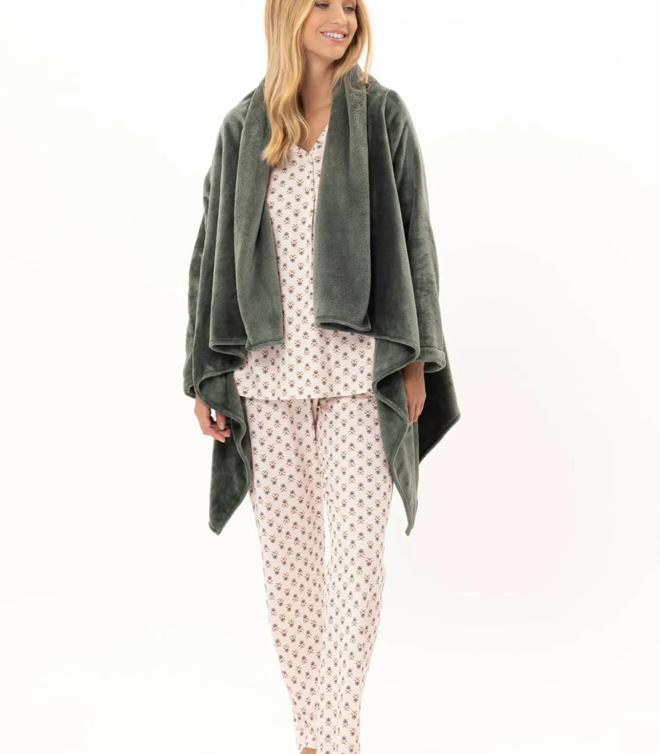 Asymmetrische jas van flanellen pluche ESSENTIEL 179