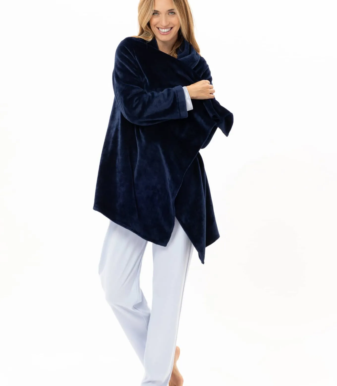 Asymmetrische jas van flanellen pluche ESSENTIEL 179