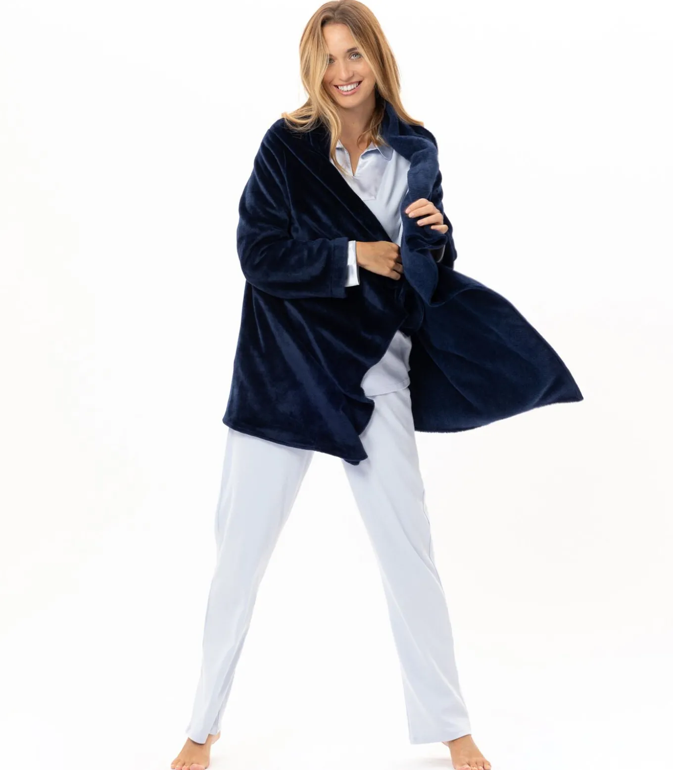 Asymmetrische jas van flanellen pluche ESSENTIEL 179