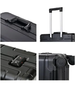 Athens Aluminium Trunk Koffer 4 Wielen Zwarte