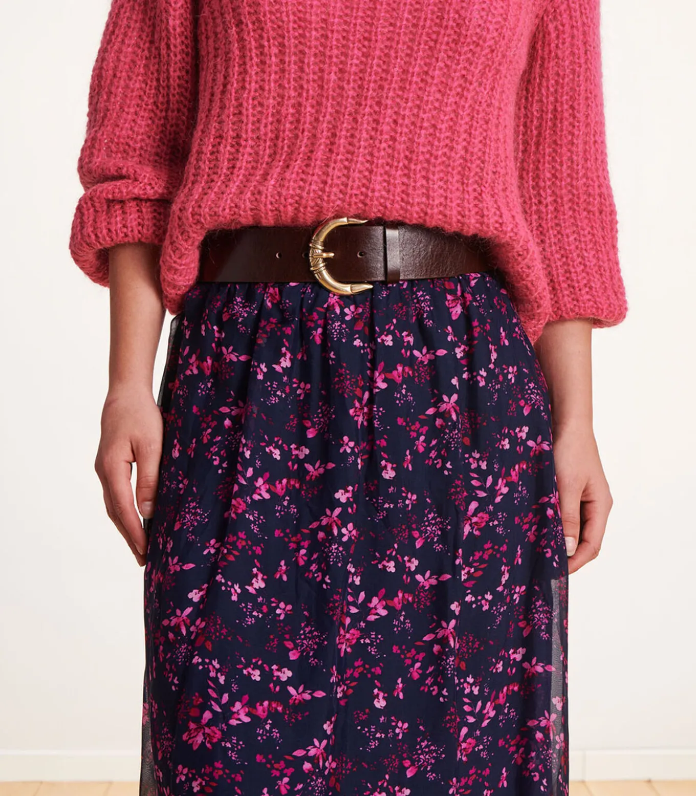 Aubergine riem met Western gesp