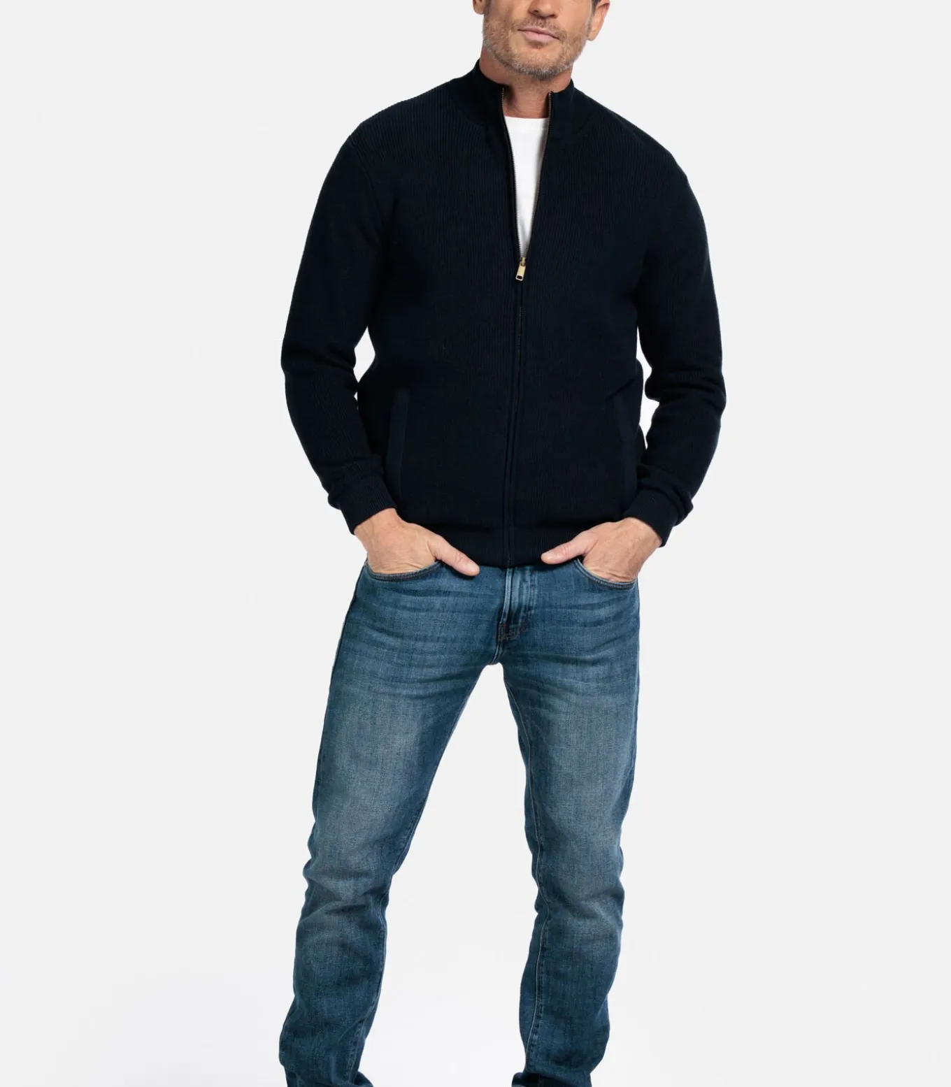 Baileys Fijngebreid Vest – Navy