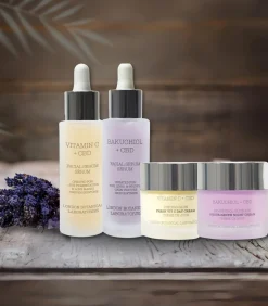 Bakuchiol Serum+ Vitamine C Serum+Vitamine C dagcrème+ Bakuchiol Nachtcrème