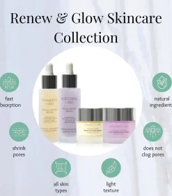 Bakuchiol Serum+ Vitamine C Serum+Vitamine C dagcrème+ Bakuchiol Nachtcrème