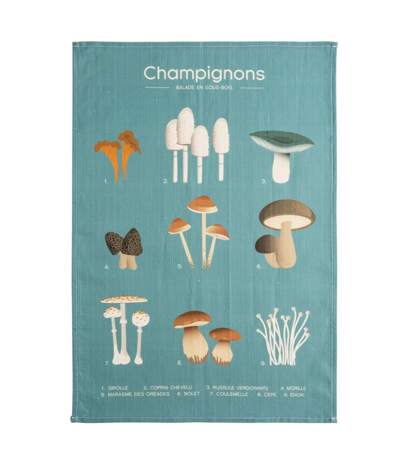 Balade en sous-bois - Theedoek met print in halflinnen