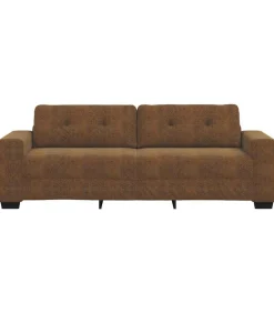 Bank met kussen Bruin Kunstleer en Hout