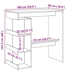 Bartafel met opbergrek 100x48x101,5 cm artisanaal eikenkleurig