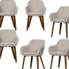 Base Eetkamerstoelen - Velvet Melange - Zand - Set van 6