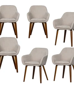 Base Eetkamerstoelen - Velvet Melange - Zand - Set van 6