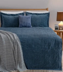 Bedsprei 2 personen Folha 240x260 cm Nachtblauw (1 Bedsprei, 2 Kussenslopen)