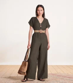 Beige elastische riem met grote gesp