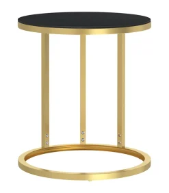 Bijzettafel 45 cm gehard glas goudkleurig en zwart