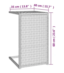 Bijzettafel C-vormig 40x35x60 cm poly rattan bruin