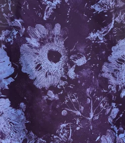 Blauw en paars bedrukt zijden vierkant