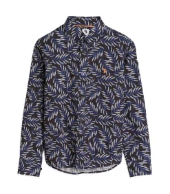 Blauw jongensshirt met bladprint