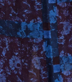 Blauwe en pruimkleurige sjaal van wol