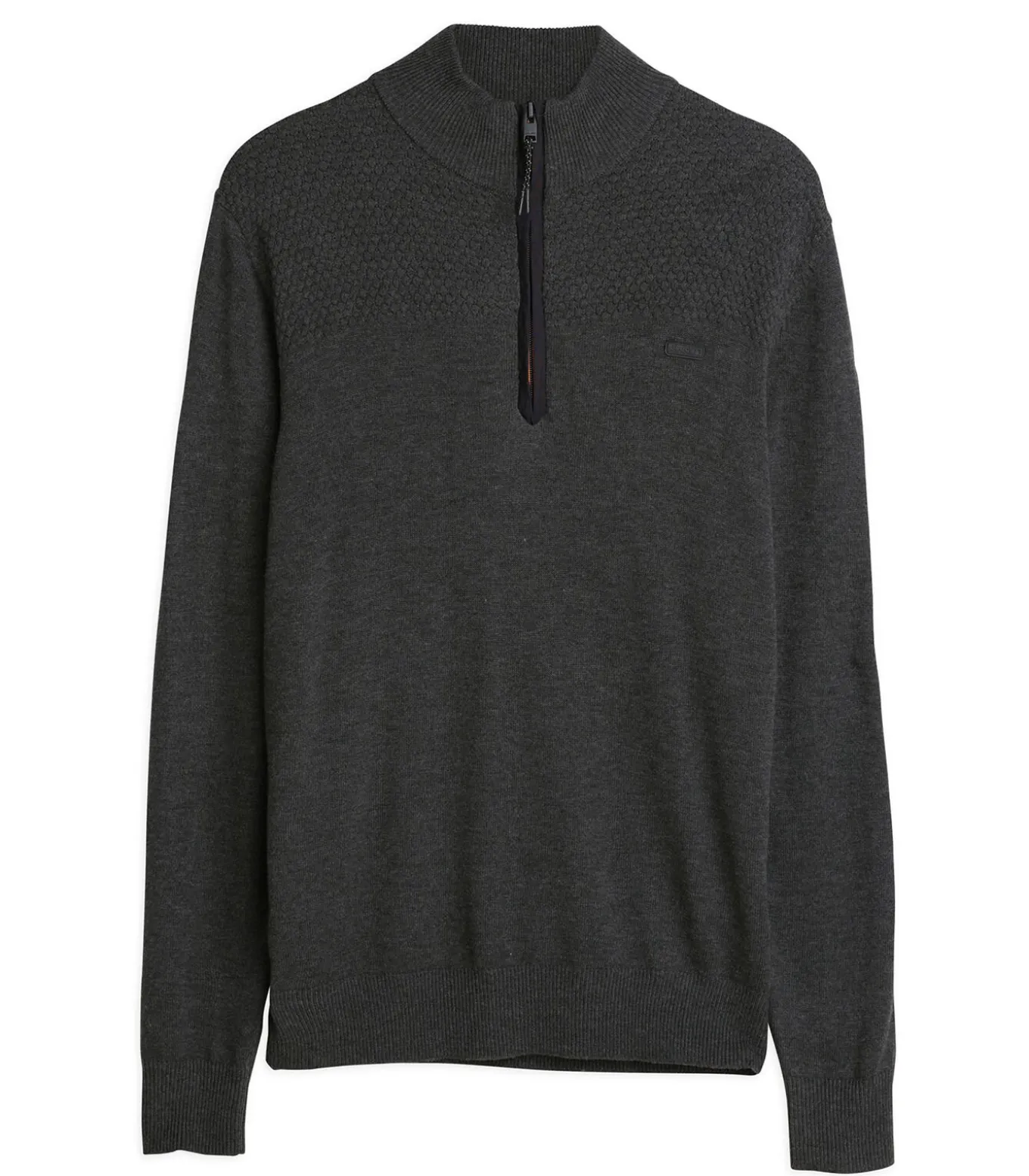 Blauwe herentrui met ritskraag