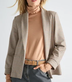 Blazer met ruitjes zonder knoopsluiting