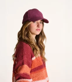 Bordeaux ribfluwelen pet van biologisch katoen