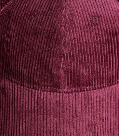 Bordeaux ribfluwelen pet van biologisch katoen