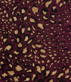 Bordeaux sjaal van wol met dierenprint