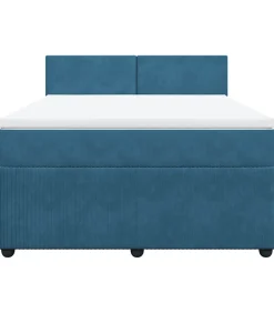 Boxspring met matras fluweel blauw 160x200 cm
