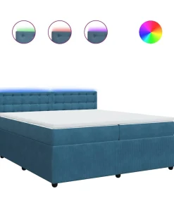 Boxspring met matras fluweel blauw 200x200 cm