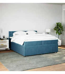 Boxspring met matras fluweel blauw 200x200 cm