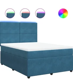 Boxspring met matras fluweel blauw 160x200 cm