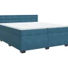 Boxspring met matras fluweel blauw 200x200 cm