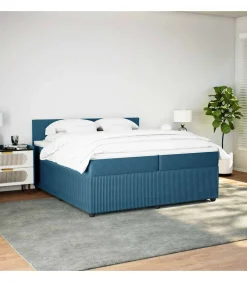 Boxspring met matras fluweel blauw 200x200 cm