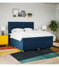 Boxspring met matras stof blauw 180x200 cm