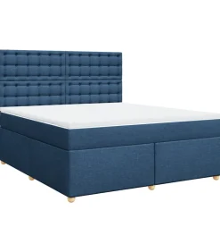 Boxspring met matras stof blauw 180x200 cm