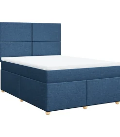 Boxspring met matras stof blauw 140x200 cm