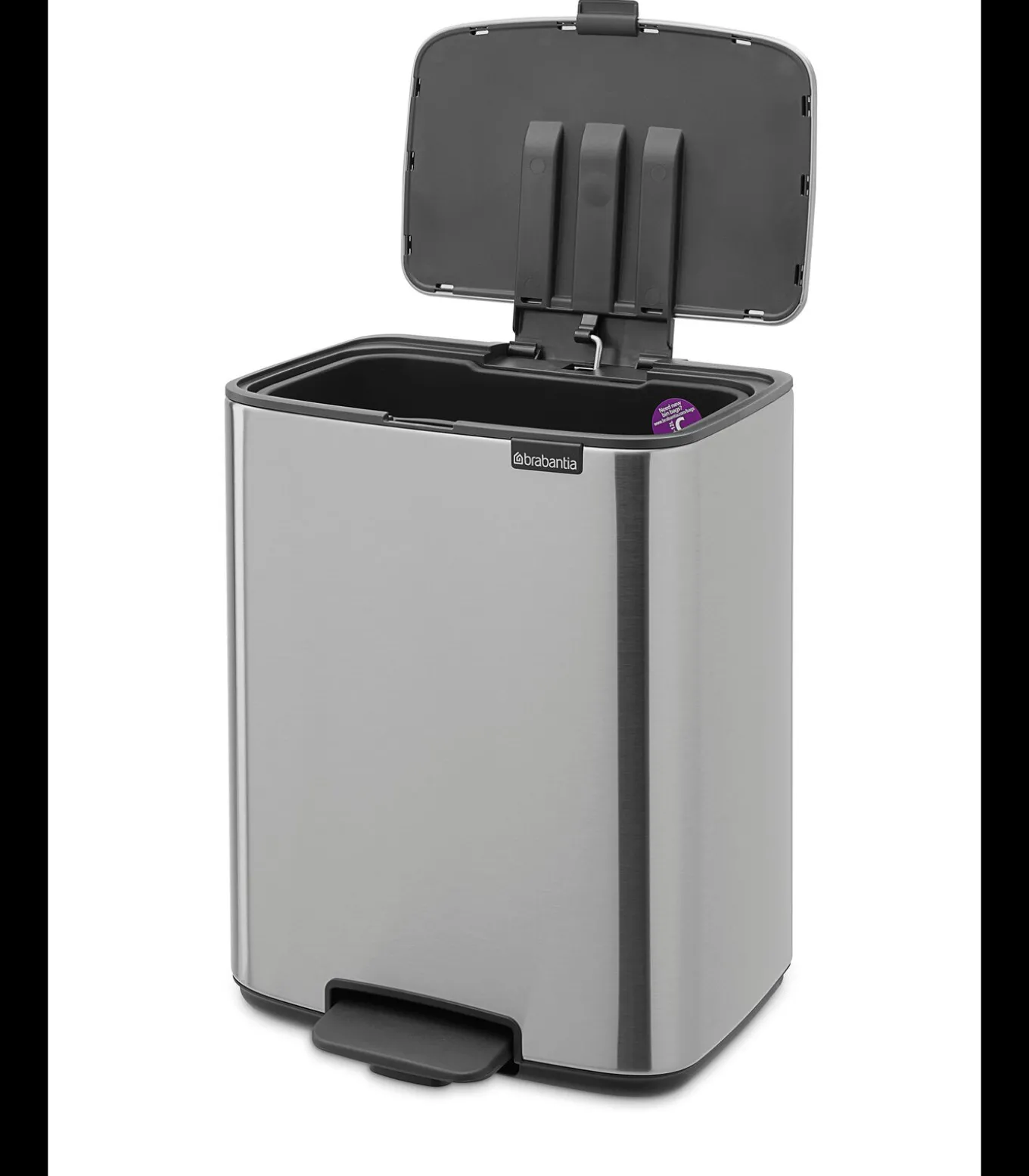 Brabantia Bo Pedaalemmer, 12 liter, stil sluitend, kunststof binnenemmer - Matt Steel Fingerprint Proof