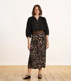 Bruine splitleren riem met doorstiksels