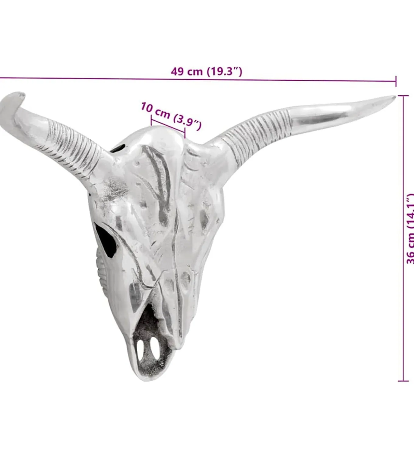Bullschedel Zilver 49 x 10 x 36 cm Aluminium