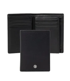 Card holder with flap Button Black