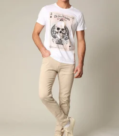 CARLOS - Grijze denimbroek met ritssluiting